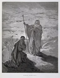Samuel salbt Saul zum ersten König von Israel, Illustration aus der Dore-Bibel