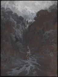 Sir Lancelot nähert sich der Burg von Astolat