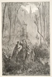 Die Gräfin des Brunnens und ihre Jungfrauen, aus Geschichten der Tage von König Artus von Charles Henry Hanson, veröffentlicht 1898