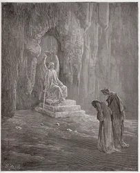Die Göttliche Komödie (La Divina Comedia, La Divine Comédie), Purgatorio, 9. Gesang: Dante und Vergil an den Pforten des Fegefeuers - von Dante Alighieri (1265-1321) - Illustration von Gustave Doré (1832-1883)