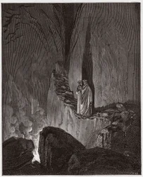Die Göttliche Komödie, Inferno, Gesang 26: Die flammenden Geister von Odysseus und Diomedes - von Dante Alighieri (1265-1321) - Illustration von Gustave Doré (1832-1883)