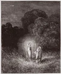 Die Göttliche Komödie (La Divina Commedia, La Divine Comedie), Inferno, Gesang 2: Beatrice und Virgil - von Dante Alighieri (1265-1321) - Illustration von Gustave Dore (1832-1883)