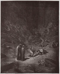 Die Göttliche Komödie, Inferno, Gesang 9: Die brennenden Gräber der Häresiarchen (Illustration von Gustave Doré)