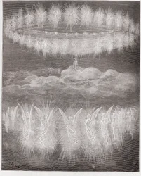 Die Göttliche Komödie (La Divina Commedia, La Divine Comédie), Paradiso, 12. Gesang: Die Ringe der verherrlichten Seelen in der Sonne - von Dante Alighieri (1265-1321) - Illustration von Gustave Doré (1832-1883)
