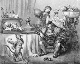 Der Oger empfängt die Katze, Illustration für 