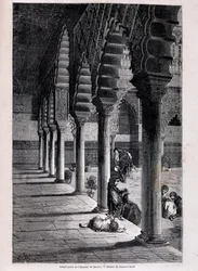 Ansicht des großen Patios des Alcázar in Sevilla - von Doré, in „Tour du Monde“, 2. Halbjahr 1866