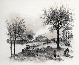 Ansicht von Ivry sur Seine (Ivry-sur-Seine) Zeichnung von Gustave Fraipont (1849-1923) aus Saint-Juirs