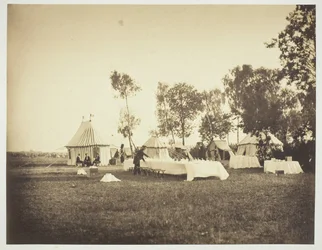 Vorbereitung des Kaisertisches, Camp de Châlons, 1857