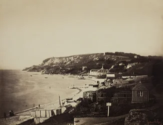 Der Strand von Sainte-Adresse, mit den Dumont-Bädern, 1856-57