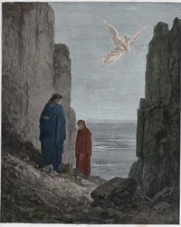 Purgatorio, Canto 19: Die Dichter steigen in den fünften Kreis auf, Illustration aus Die Göttliche Komödie von Dante Alighieri, 1885