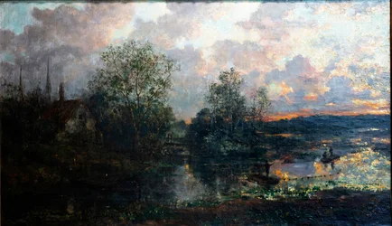 Landschaft mit einem kleinen Boot