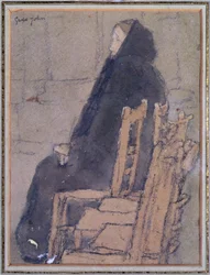 Alte Frau mit schwarzem Schal