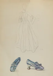 Kleid und Pantoffel, ca. 1936