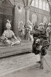 Sir Anthony Shirley besucht den Hof von Schah Abbas dem Großen, Persien im Jahr 1599, aus Hutchinsons Geschichte der Nationen, veröffentlicht 1915