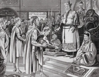 Der chinesische Kaiser empfängt eine Mission