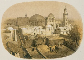 Kirche des Heiligen Grabes in Jerusalem. Radierung von Stelzner - Steinkopk J.F. Editore