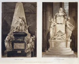Gräber des Herzogs von Argyll und Lord Mansfield, Platte 56 aus Westminster Abbey, graviert von Williamson und Thomas Sutherland, veröffentlicht von Rudolph Ackermann (1764-1834) 1811
