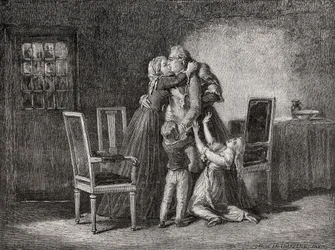 Der letzte Abschied der königlichen Familie, 20. Januar 1793, graviert von Carbonneau, aus 