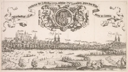 Panoramablick auf Nürnberg: Mittelteil, 1552