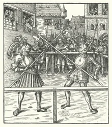 Erzherzog Maximilian von Österreich kämpft zu Fuß mit einer Hellebarde