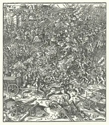 Schlacht von Guinegate, Frankreich, 7. August 1479 (Gravur)