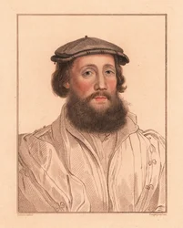 Porträt eines unbekannten Mannes, Hof von König Heinrich VIII., ca. 1532, 1812 (Gravur)