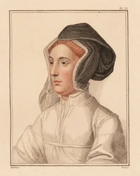 Porträt einer unbekannten Frau vom Hofe König Heinrichs VIII., 1812 (Gravur)