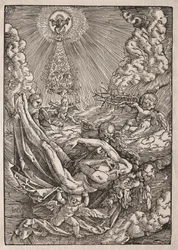 Christus wird von Engeln in den Himmel getragen