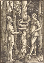 Adam und Eva mit Schlange