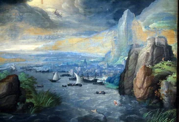 Fantasielandschaft mit Johannes dem Evangelisten auf Patmos