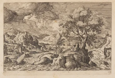 Tafel 24, aus Landschaften mit Szenen aus dem Alten und Neuen Testament und Ovids Metamorphosen