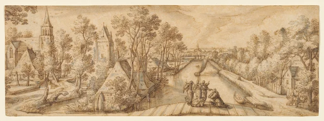 Ansicht von Delfgauw, mit Abraham und den drei Engeln