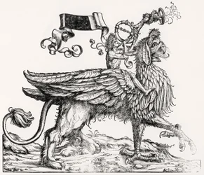 Ein berittener Greif aus Maximilians Triumphzug, ca. 1516-18