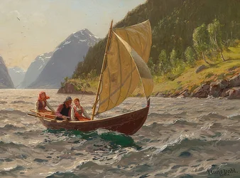Segelpartie in norwegischer Fjordlandschaft