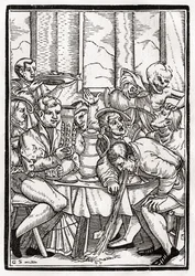 Der Tod holt den Trunkenbold, graviert von Georg Scharffenberg, aus 