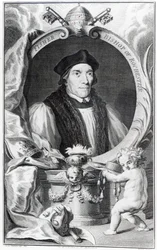 John Fisher, Bischof von Rochester, graviert von Jacobus Houbraken, ca. 1738-42