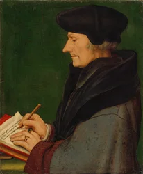 Porträt von Erasmus von Rotterdam beim Schreiben, 1523