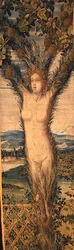 Ein Paar Wandteppiche, die Daphne und Pitys darstellen, Mitte des 16. Jahrhunderts