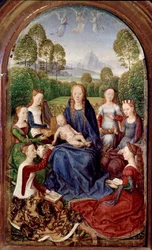 Diptychon von Jean du Cellier: Jungfrau und sechs Heilige