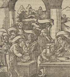 Die Herstellung von Rüstungen, aus Hymmelwagen auff dem, wer wol lebt..., 1517