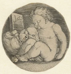 Nacktes Mädchen mit einem Hund
