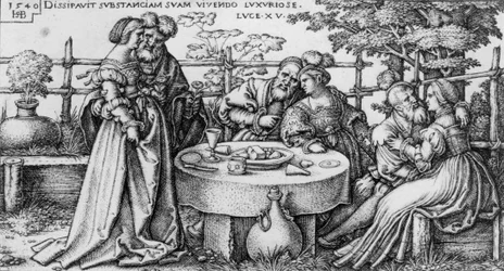 Der verlorene Sohn verschwendet sein Vermögen, aus der Serie "Die Geschichte des verlorenen Sohnes"