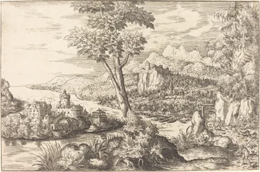 Landschaft mit drei Männern, ca. 1558-1559