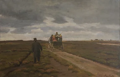 Heidelandschaft mit einem Tageswagen