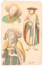 Studie mit drei Figuren nach dem Altarbild in der Kirche von Estvad, Ringkøbing Amt