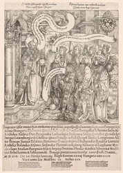 Maximilian wird von seinen Schutzheiligen dem Allmächtigen vorgestellt, 1519