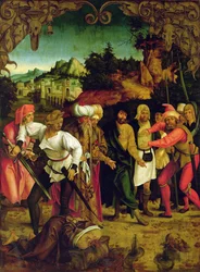 Die Enthauptung des Heiligen Paulus, aus einem Polyptychon mit Szenen aus dem Leben der Heiligen Petrus und Paulus (Detail)
