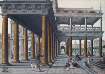 Architektonische Kaprice mit Figuren