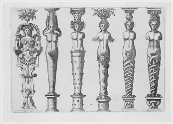 Karyatiden ... oder Athlantiden in verschiedenen Formen ..., ca. 1565