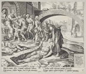 Selig sind die Barmherzigen. Tobit begräbt die Toten, kleidet die Nackten und speist die Hungrigen